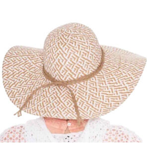 Dorfman Pacific DPC‎ Raffia Hat Natural Woven Seashell Floppy Beach Outdoor OS